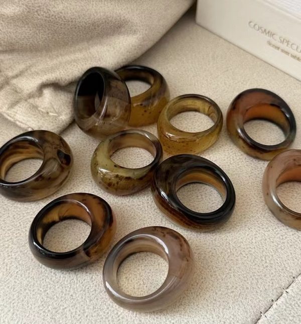 Natural Gemstone Fancy Coffee Agate Ring