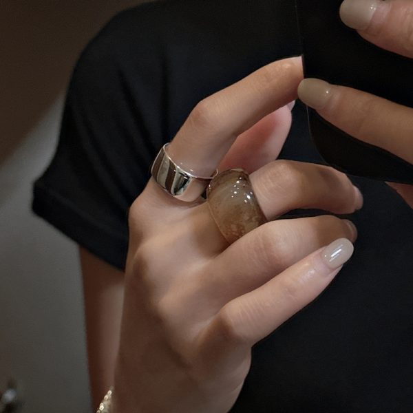 Natural Gemstone Fancy Coffee Agate Ring - Image 4