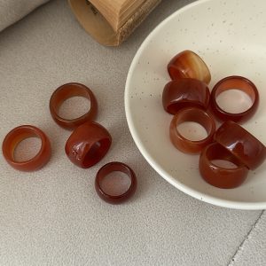 Natural Gemstone Fancy Red Agate Ring