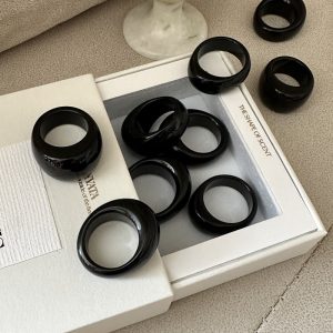 Natural Gemstone Black Agate Ring