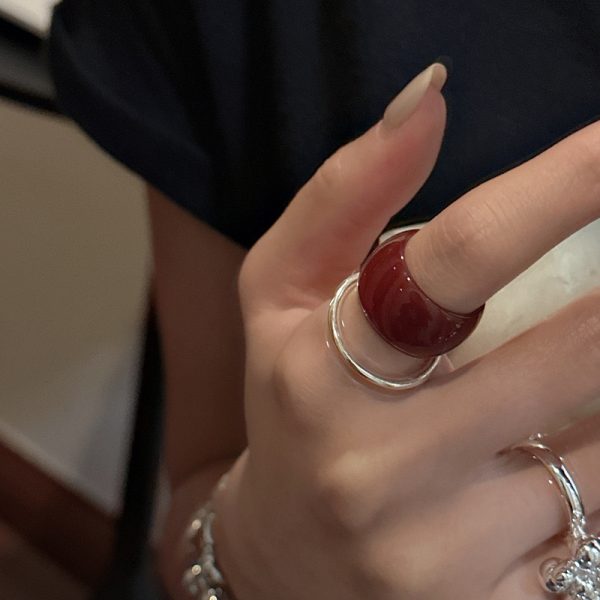 Natural Gemstone Fancy Red Agate Ring - Image 4