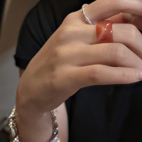 Natural Gemstone Fancy Red Agate Ring - Image 5