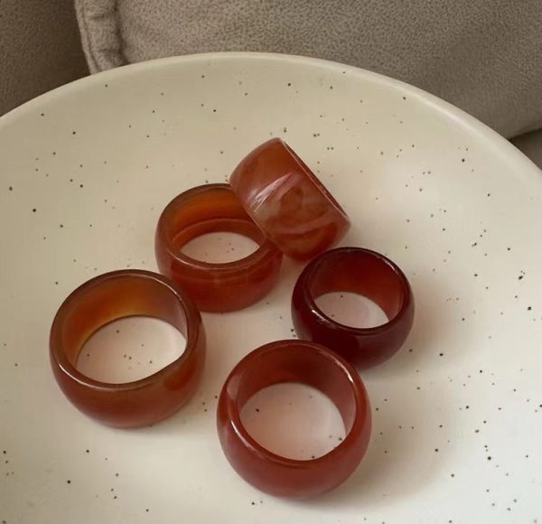 Natural Gemstone Fancy Red Agate Ring - Image 3