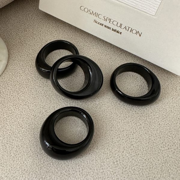 Natural Gemstone Black Agate Ring - Image 2