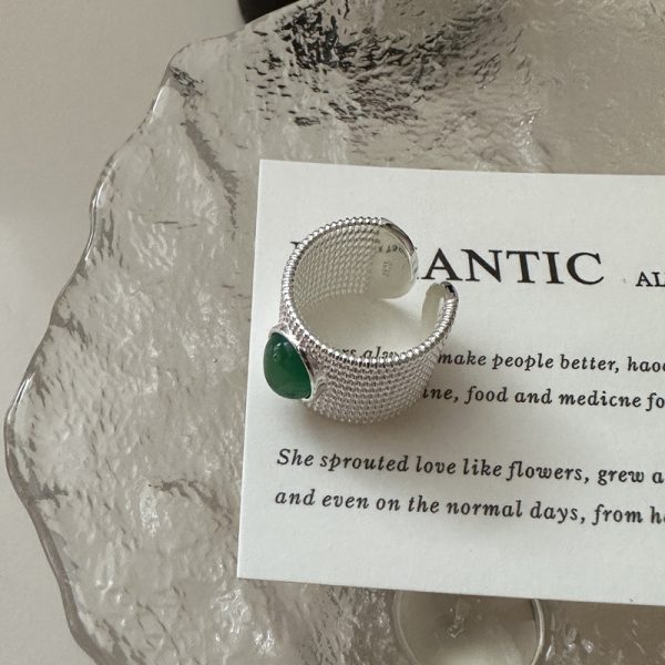 Wholesale 925 Sterling Silver Chunky Green Agate Ring - Image 2