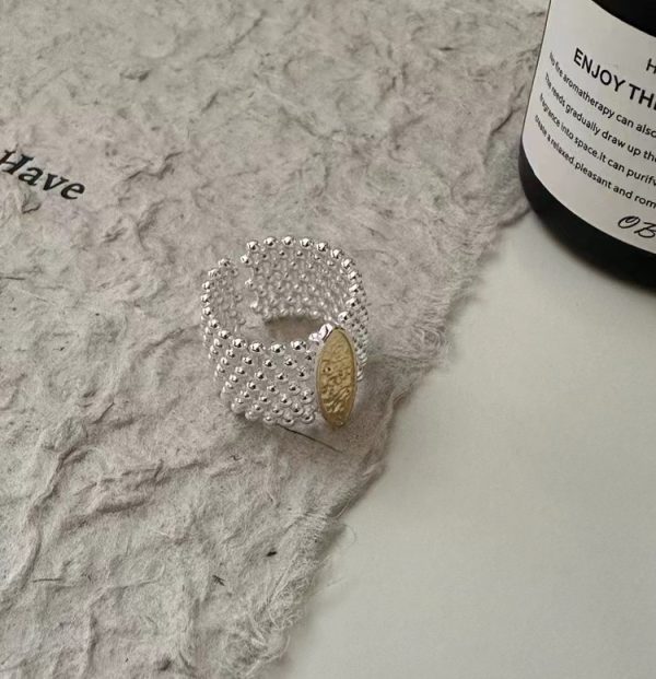 Wholesale 925 Sterling Silver Gold And Silver Mesh Ring - Image 2
