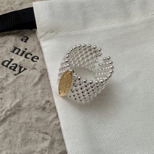 Wholesale 925 Sterling Silver Gold And Silver Mesh Ring