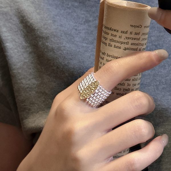 Wholesale 925 Sterling Silver Gold And Silver Mesh Ring - Image 4