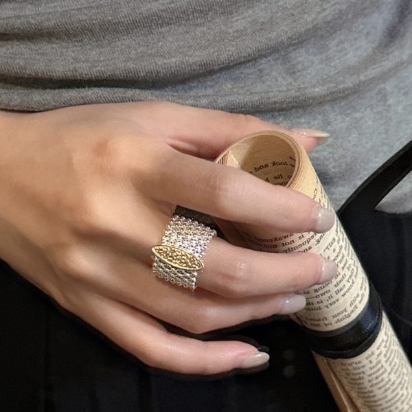 Wholesale 925 Sterling Silver Gold And Silver Mesh Ring - Image 6
