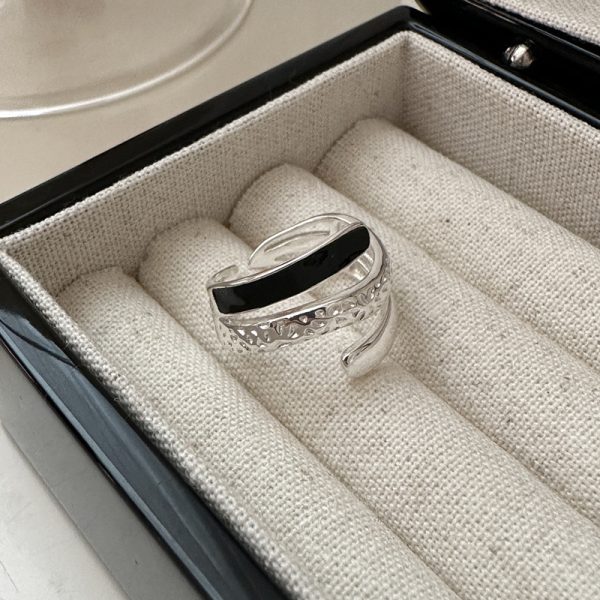 Wholesale 925 Sterling Silver Black Enamel Ring - Image 2