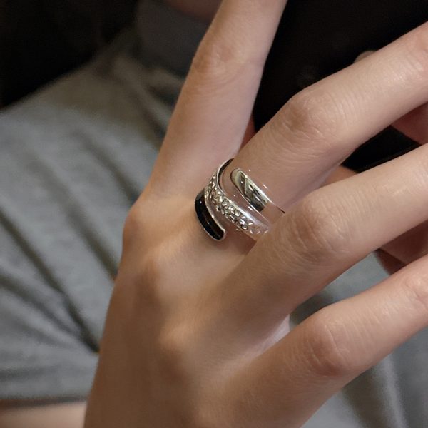 Wholesale 925 Sterling Silver Black Enamel Ring - Image 4