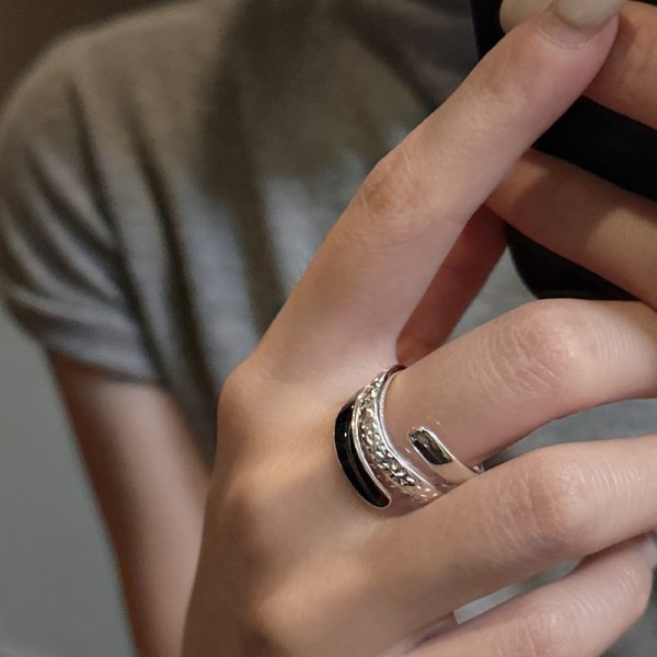 Wholesale 925 Sterling Silver Black Enamel Ring - Image 5