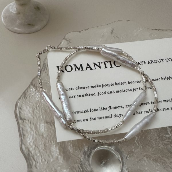 Wholesale 925 Sterling Silver Broken Silver Pearl Necklace