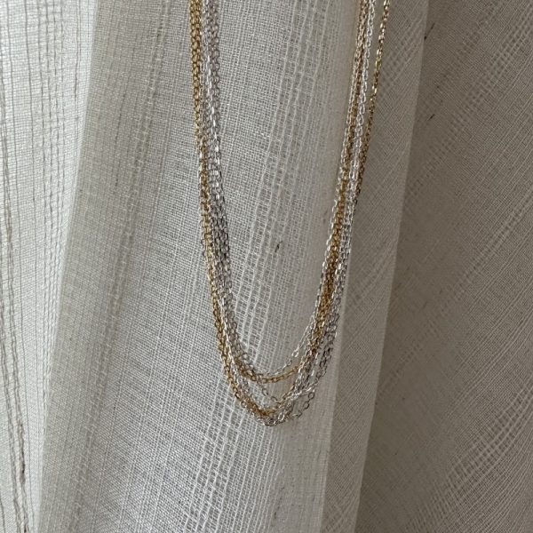 Wholesale 925 Sterling Silver Gold and Silver Multilayer Necklace