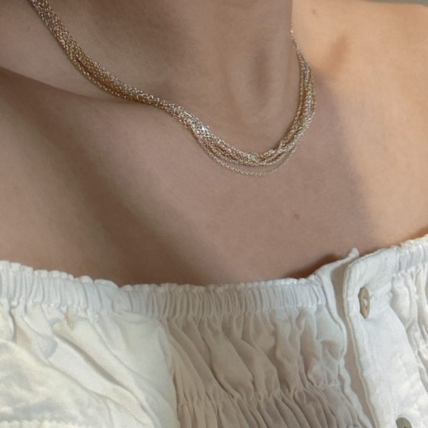 Wholesale 925 Sterling Silver Gold and Silver Multilayer Necklace - Image 4