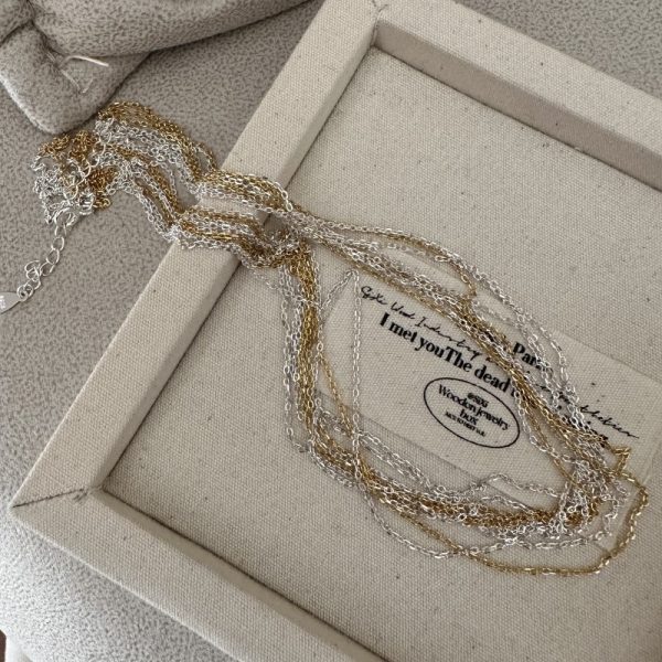 Wholesale 925 Sterling Silver Gold and Silver Multilayer Necklace - Image 2
