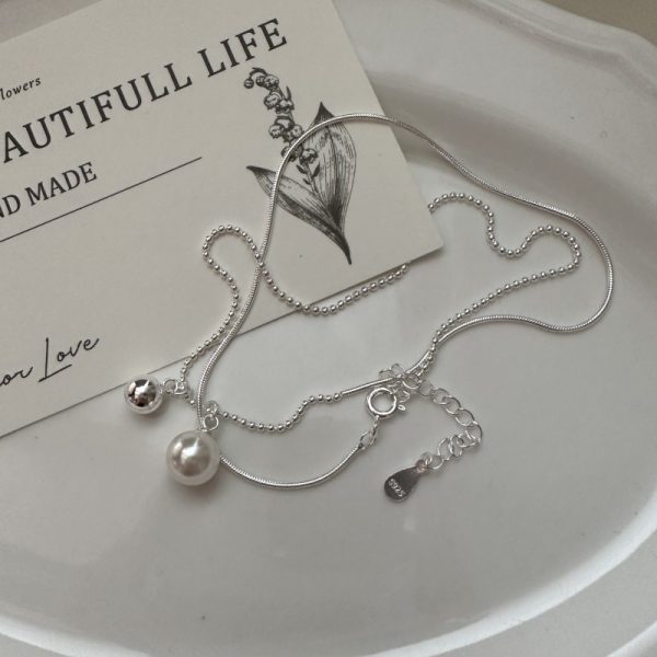 Wholesale 925 Sterling Silver Asymmetrical Beaded Necklace - Image 2