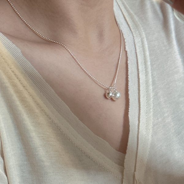 Wholesale 925 Sterling Silver Asymmetrical Beaded Necklace - Image 3