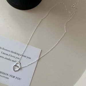 Wholesale 925 Sterling Silver Light Double Heart Necklace