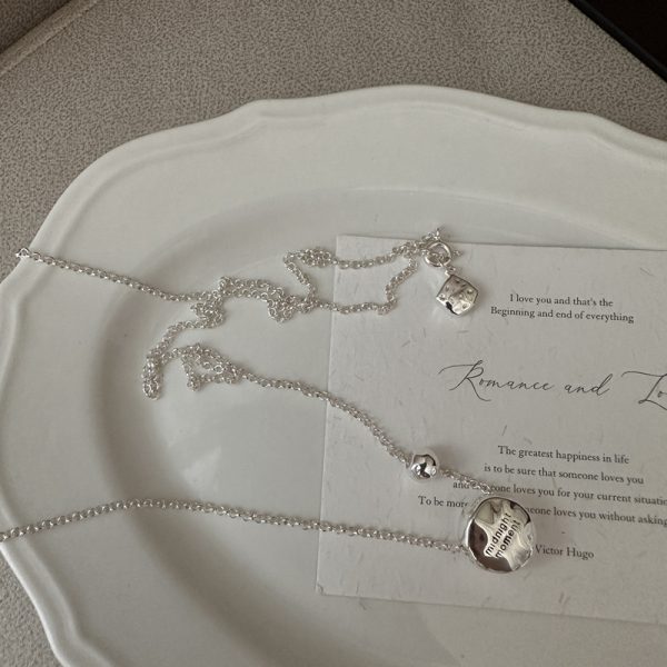 Wholesale 925 Sterling Silver Textured Engraved Necklace - Image 3