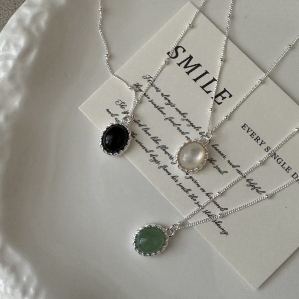 Wholesale 925 Sterling Silver Oval Natural Stone Necklace - Image 2