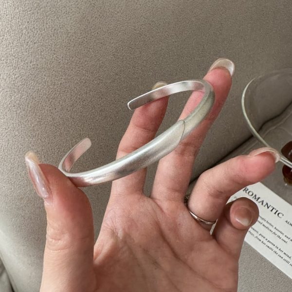 Wholesale 925 Sterling Silver Simple Matte Bangle - Image 2