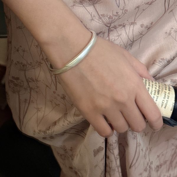 Wholesale 925 Sterling Silver Simple Matte Bangle - Image 3
