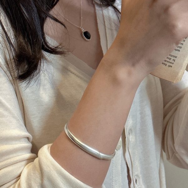 Wholesale 925 Sterling Silver Simple Matte Bangle - Image 5
