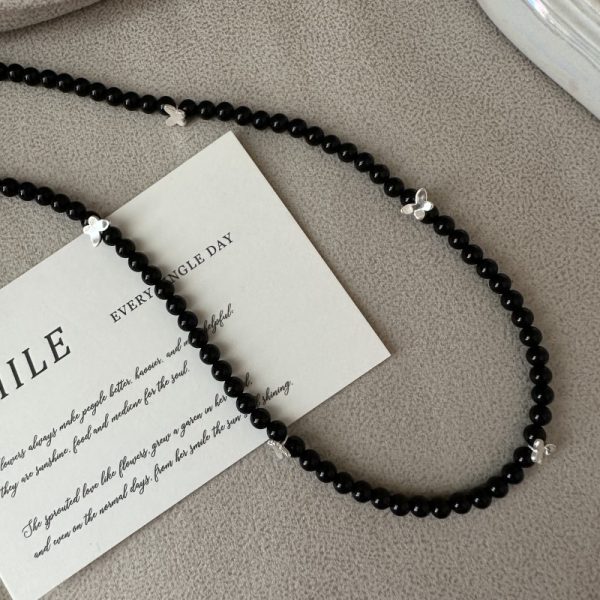 Wholesale 925 Sterling Silver Black Agate Butterfly Necklace - Image 2