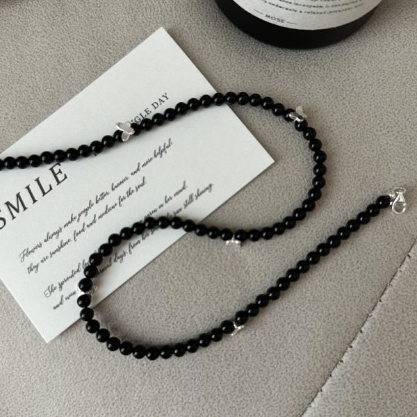 Wholesale 925 Sterling Silver Black Agate Butterfly Necklace - Image 3