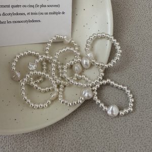 Wholesale 925 Sterling Silver Silver Baroque Pearl Ring