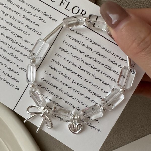 Wholesale 925 Sterling Silver White Crystal Bow Bracelet - Image 3