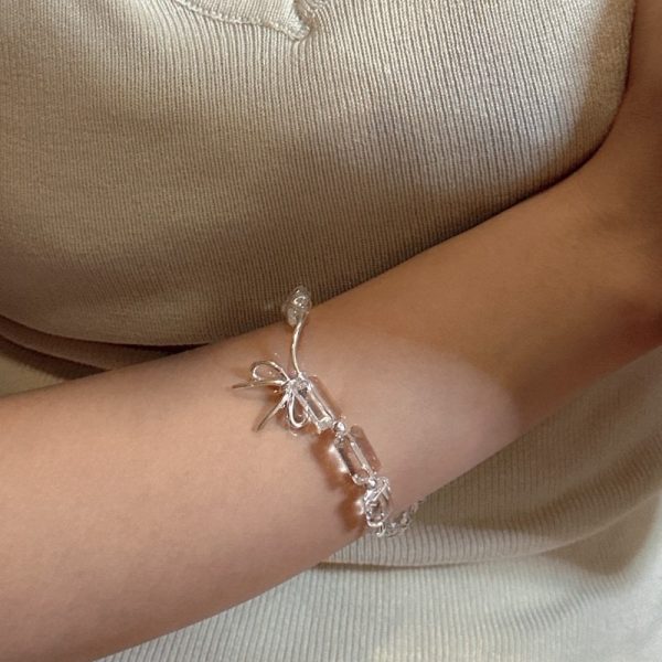 Wholesale 925 Sterling Silver White Crystal Bow Bracelet - Image 4