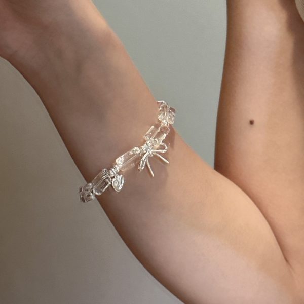 Wholesale 925 Sterling Silver White Crystal Bow Bracelet - Image 5