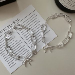 Wholesale 925 Sterling Silver White Crystal Bow Bracelet