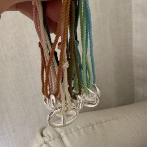 Wholesale 925 Sterling Silver Pig Nose Colorful Adjustable Cord Bracelet