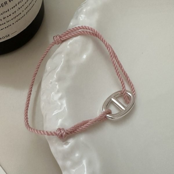 Wholesale 925 Sterling Silver Pig Nose Colorful Adjustable  Cord Bracelet - Image 4