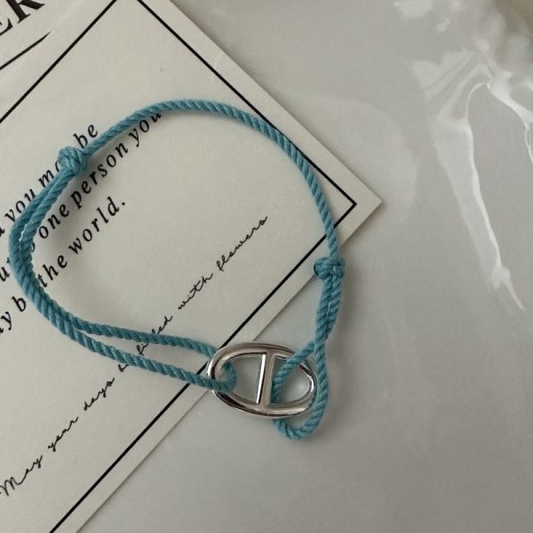 Wholesale 925 Sterling Silver Pig Nose Colorful Adjustable  Cord Bracelet - Image 6