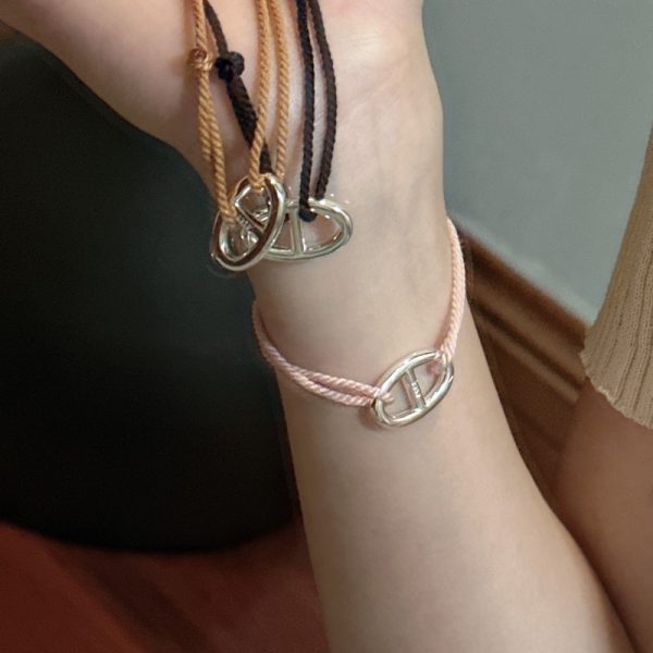 Wholesale 925 Sterling Silver Pig Nose Colorful Adjustable  Cord Bracelet - Image 9