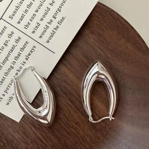 Wholesale 925 Sterling Silver Chunky Hollow Glossy Earrings