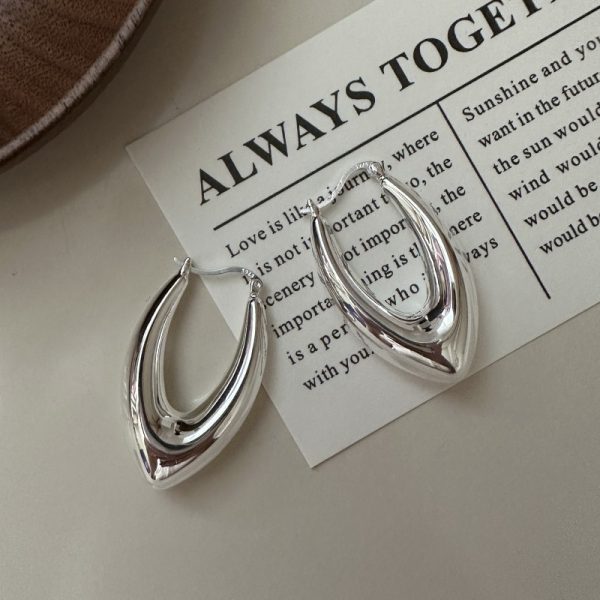 Wholesale 925 Sterling Silver Chunky Hollow Glossy Earrings - Image 2