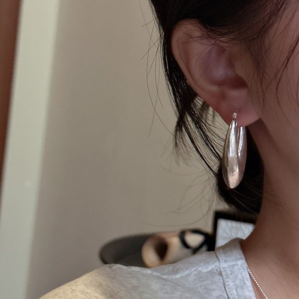 Wholesale 925 Sterling Silver Chunky Hollow Glossy Earrings - Image 5