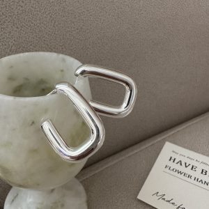 Wholesale 925 Sterling Silver Hollow Rectangular Earrings