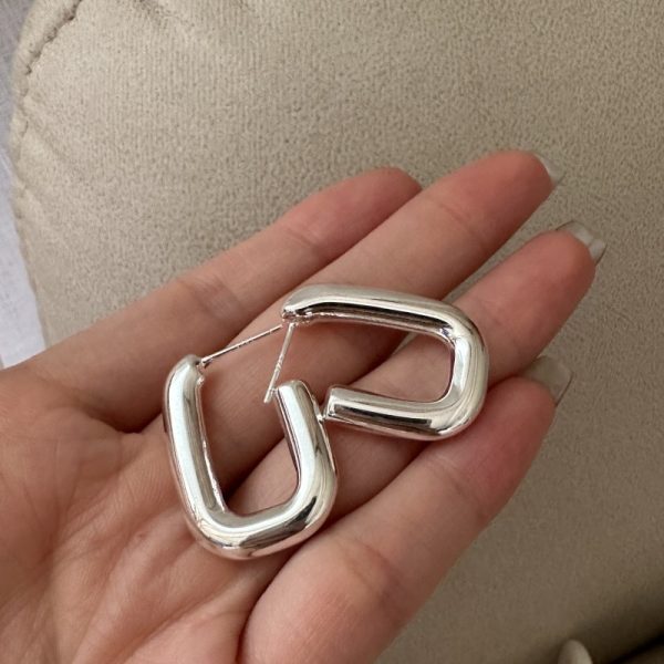 Wholesale 925 Sterling Silver Hollow Rectangular Earrings - Image 3