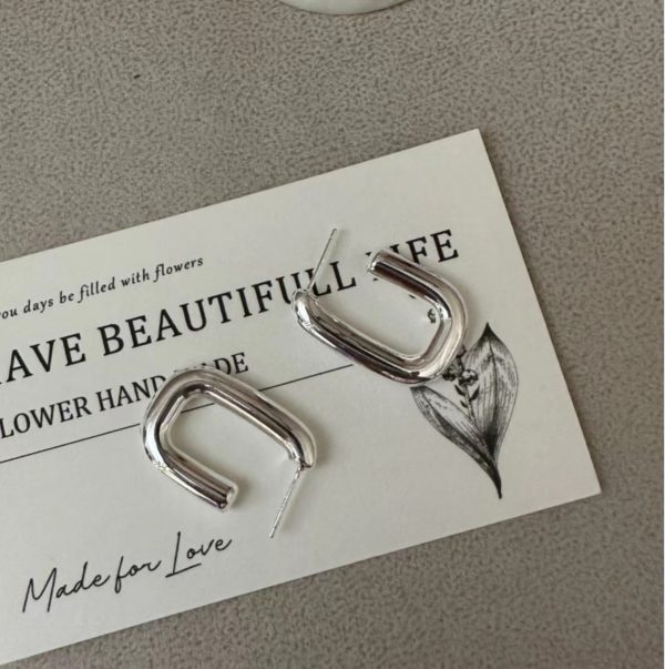 Wholesale 925 Sterling Silver Hollow Rectangular Earrings - Image 2