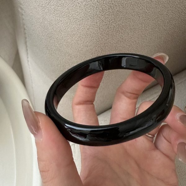 Wholesale Natural Gemstone Black Agate Bangle - Image 2