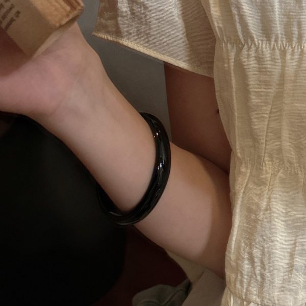 Wholesale Natural Gemstone Black Agate Bangle - Image 3