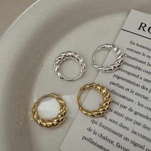 Wholesale 925 Sterling Silver Croissants Buckle Earrings