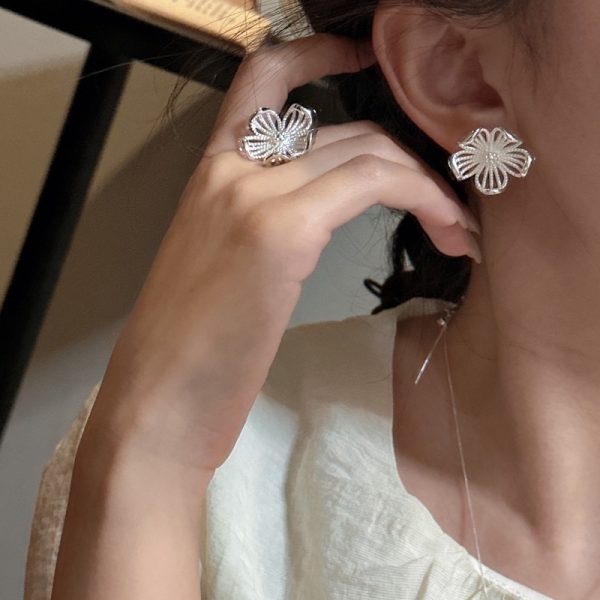 Wholesale 925 Sterling Silver Flower Earrings & Ring & Pendant - Image 4