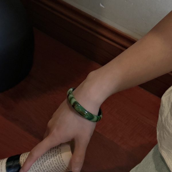 Wholesale Natural Gemstone Green Agate Bangle - Image 4